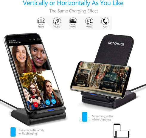 Wireless Charger Stand Qi-Certified 10W/7.5W Charging for Apple iPhone 14 13 12 11 Pro Max/XS MAX/XR/X/8 Plus, Samsung Galaxy S22 S21 S20 S10 S9,N...