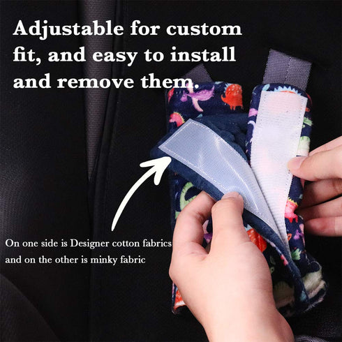 Dinosaur Car Seat Belt Covers for Baby, Toddlers Stroller Seat Strap Covers, Car Seat Straps Shoulder Pads for Girls Boys, Minky Seat Belt Protect...
