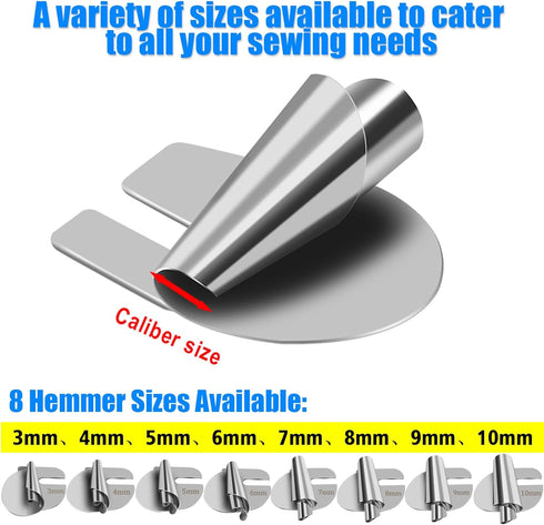 TOOVREN 8pcs Rolled Hem Presser Foot, Sewing Rolled Hemmer Foot, 3mm-10mm 8 Sizes Wide Rolled Hem Foot Set, Seam Guide, Universal Presser Foot for...