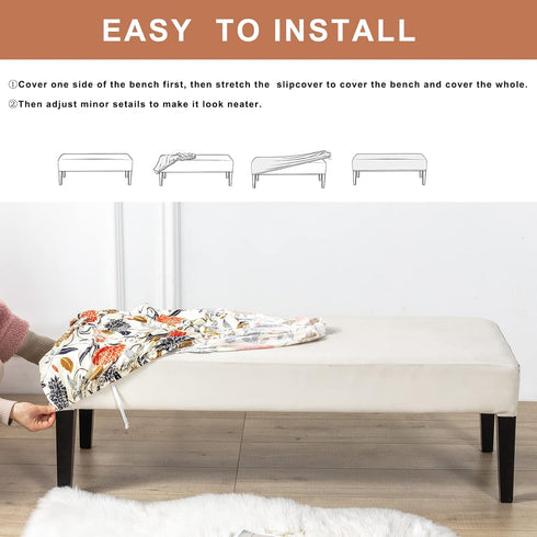 Eco-Ancheng Chair Cover Dining Bench Cover Removable Bench Slipcover Dining Chair Covers Stretch Bench Seat Furniture Protector Dining Chair Slipc...