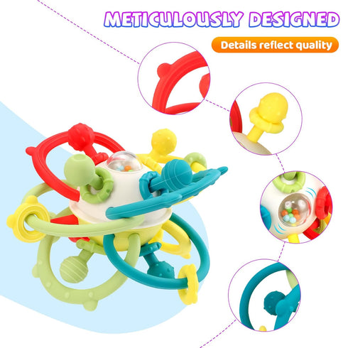 Baby Teething Toys Montessori Toys Food-grade Silicone Teether for 6-12 Months Baby Toys 0-6 Months Infant Sensory Toys Rattle 12-18 Months 1 Year...