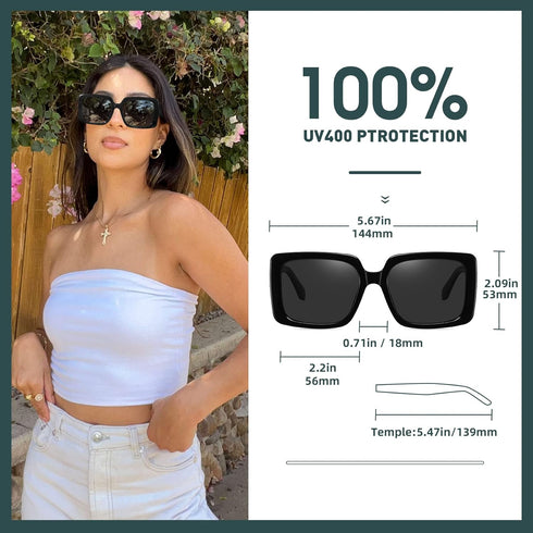 Vintage Square Polarized Sunglasses for Women Trendy 90s Thick Rectangle Sun Glasses UV400...