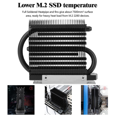 Thermalright HR-09 2280 PRO Black 2280 SSD heatsink, Double-Sided Heat Sink, with Thermal Silicone Pad for 2280 SSD PC and Computer,Desktop High P...