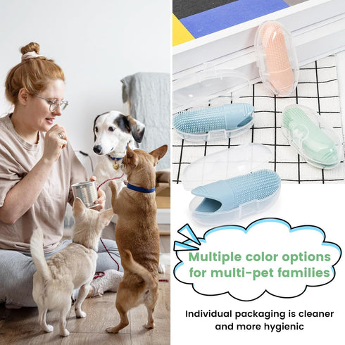 Dog Toothbrush, 2 Pack Dog Tooth Brush, 360° Cleaning Finger Toothbrush for Dogs, Food Grade Silicone Dog Finger Toothbrush Fits Most Fingers, Too...