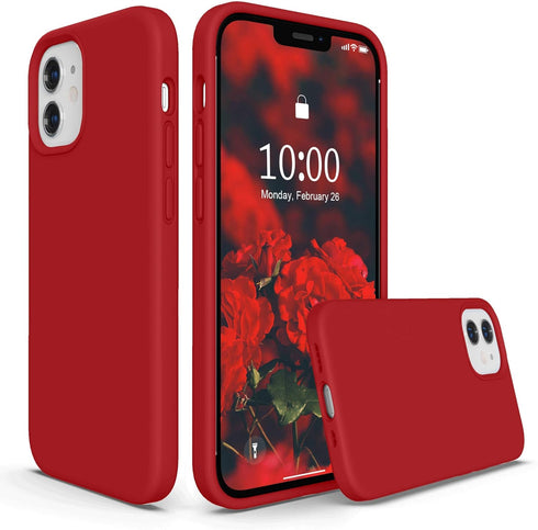 SURPHY Liquid Silicone iPhone 12 Mini Case (5.4") with Microfiber Lining & Camera Protector - Red...