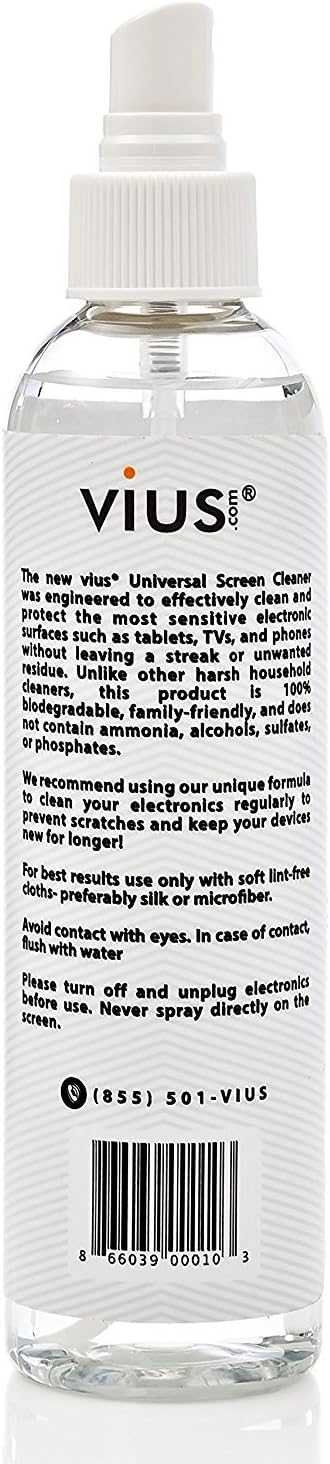 Lens and Screen Cleaner Kit by Vius - Safely Cleans Phones, Monitors, Tablets, TVs, Laptops, Eyeglasses, Cameras, Other Screens and Lenses (2oz 2-...