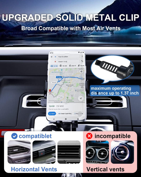 Car Phone Holder Mount - Socket Grips Pop Cradles Friendly, Hands-Free 360° Rotatable & Anti-Shake Air Vent Mount, Universal Car Phone Holder Comp...