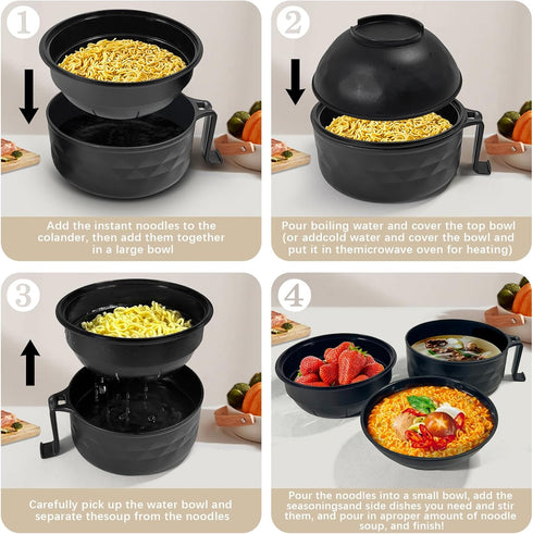 Ramen Bowl Set?Microwave Ramen Cooker Instant Noodles Bowl with Chopsticks Spoon Phone Holder,Rapid Ramen Noodle Bowl for College Dorm Room Essent...