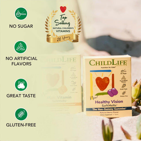CHILDLIFE ESSENTIALS Healthy Vision SoftMelts - Eye Vitamins for Kids, Lutein Gummies, Lutein and Zeaxanthin Supplements, Eye Health Gummies, Lute...