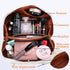 Large Capacity Travel Cosmetic Bag Plaid Checkered Makeup Bag Portable Leather Waterproof Skincare Bag with Handle and Divider for Women...