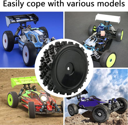 4pcs 1/10 On-Road Wheels and Tires 12mm Hex Black Hard Dish Wheel and Rally Block Tyre for Street Racing Car Kyosho Tamiya Traxxas HPI etc, with L...