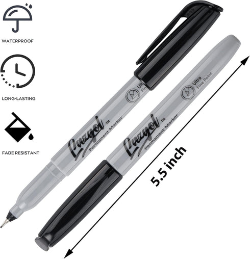 Ultra Fine Permanent Marker Bulk, 32 Pack Ultra Fine Point Black Permanent Marker set, Felt Tip Pens Works on Plastic, Wood, Stone, Metal and Glas...