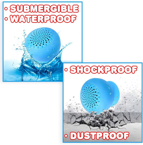 ArtCreativity Waterproof Suction Bluetooth Speaker for Kids and Adults, 1PC, Portable Bluetooth Speaker with Microphone, Wireless Rechargeable Spe...