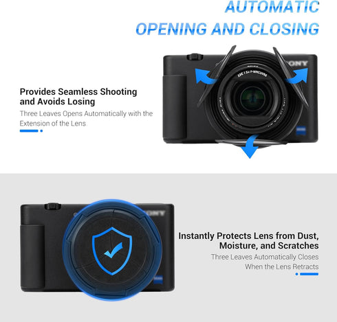 Auto Lens Cap for Sony ZV-1 II and ZV-1,No Vignetting Anti-dust Lightweight Camera Lens Cover for ZV-1 II ZV-1...
