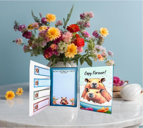 Colorful Sticky Notes Cute Unique Capybara Designs Set (2 Packs of Sticky Notepads and 4 Self Stick Note Labels in Random Capybara Design in Teal,...