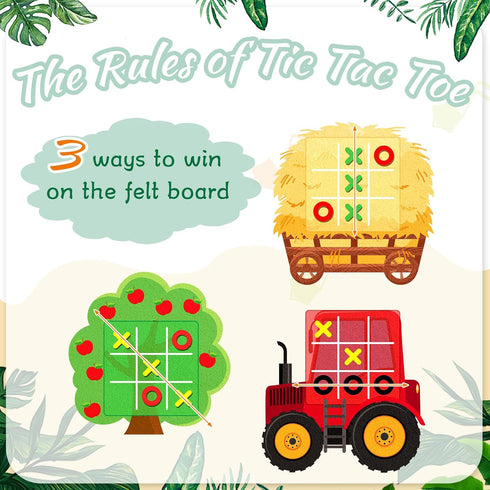 24 Pack Farm Animals Tic Tac Toe Strategic Board Game Farm Party Favors Felt Barnyard Cow Pig Sheep Party Game for Farm Themed Party Supplies Good...