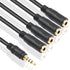 Poyiccot 3.5mm Splitter Mic and Audio Cable, 3.5mm Headphone Splitter 1 to 4 Ways (1/8") TRRS Male to Female Aux Headphone Cable for Earphone & He...