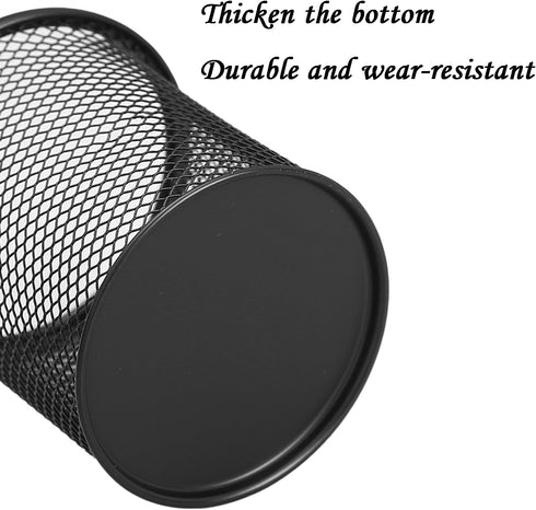 Pen Holder for Desk, Black Pen Holder Cup for Desk, Black Wire Mesh Pencil Cup Holder for Desk Pencil Cup Holders, Make Up Brush Holder, Office Pe...