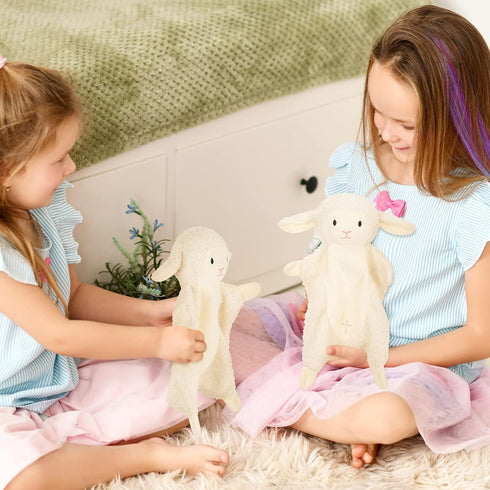 Panelee 2 Pcs Baptism Gifts Baby Blessings Lamb Security Blanket for First Communion, Christening, Baby Baptism Gifts Baby Showers...