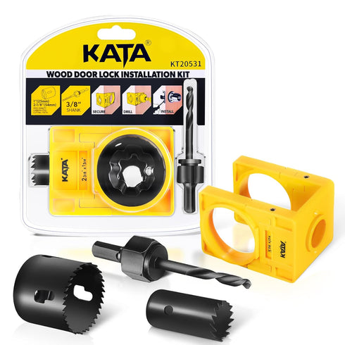 KATA 1-3/8" - 1-3/4" Door Lock Installation Kit with Large Chip-Clearance Slots, Door Lock Hole Saw for Deadbolts and Locksets for Wooden Doors wi...