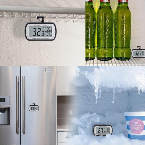 Refrigerator Thermometer Digital Fridge Thermometer for Freezer with Magnetic Back Large LCD, No Frills Easy to Read (Black)......