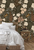 HAOKHOME 93276 Peel and Stick Wallpaper Floral Vintage Removable Rose Leaf Black/Brown/Beige Stick on Mural 17.7in x 6.6ft...