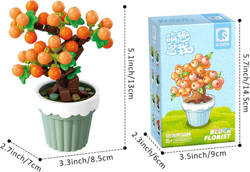 Mini Flower Succulent Bonsai Building Block Set,Simulation Pot Plant Artificial Particle Flower Botanical Collection Construction Building Bricks ...