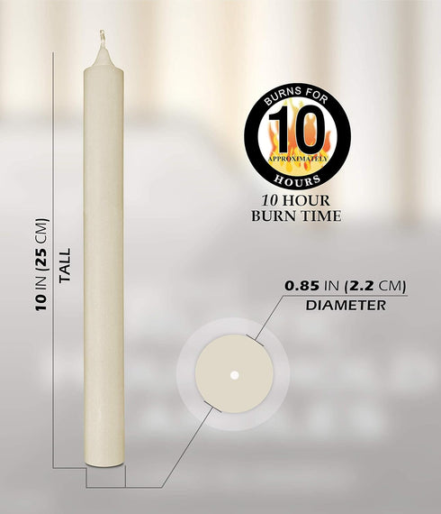 Hyoola 10 Inch Dinner Candles - 12 Pack - Wool White Tall Unscented Rustic Long Burning Candle Sticks...