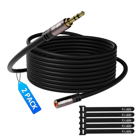 3.5mm Extension Cable 4 Feet (2 Pack), Male to Female Auxiliary Audio Stereo Cable, Headphone Extension Cord, Hi-Fi Sound, Gold Plated Connectors,...