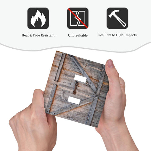 Wood Door 2 Gang Double Toggle Light Switch Cover Decorative Wall Plate Electrical Faceplate for Country Farm Bathroom Home Living Room Decor 5" x...