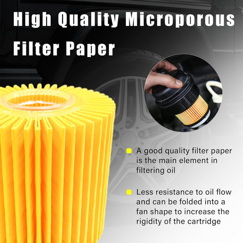 Car Engine Oil Filter, Auto Oil Filter Replacement with 2 Seal Rings to Protect Engine, Professional Car Accessories Compatible with Avalon, Camry...