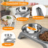 Elevated Cat Bowls - Anti-Vomiting Raised Cat Bowl Stand with 2 Thick Stainless Steel Cat Bowls Non-Slip for Small Medium Indoor Cats & Puppies, D...