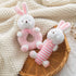 Plush Baby Soft Rattle Toys, Pink Bunny Baby Rattles for Infants Baby First Stuffed Animal Plush Rattle Shaker Set for Newborns Soft Ring Rattle S...