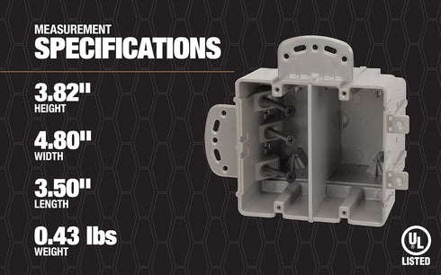 Southwire MSBMMT2G Two Device Adjustable Depth, Heavy Duty 42lb Screws Included 2-Gang Multi-Mount Electrical Box, Gray...