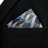 Shlax & Wing Mens Silk Pocket Square Checkered Blue Grey Hanky 12.6 inches...