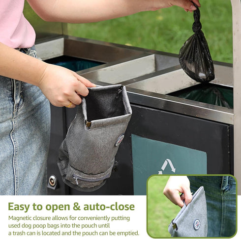 Dog Poop Bag Holder,Dog Walking Bag with Poop Bag Dispenser,Reusable Smell Proof Dog Waste Bag,Pet Poop Pouch with Magnetic Closure,Portable Dog A...