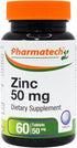 Zinc 50 mg, Immune Support Supplement, Elemental Zinc Chelated Gluconate, Mineral Antioxidant for Man and Woman Health, Acne, Easy to Swallow, 60 ...