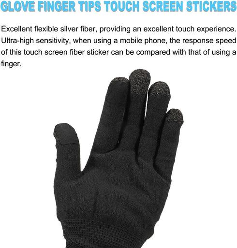MECCANIXITY Gloves Touch Screen Sticker Ultra High Sensitivity Flexible Carbon Fiber Ultra Thin Stickers Black for Gloves, Pack of 20...