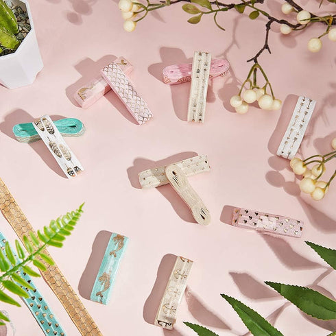 GORGECRAFT 18 Yards Printed Glitter Fold Over Elastic Ribbon 5/8" Grab Bag Headband Elastic Ribbon Trim for Hair Ties DIY Sewing Crafts...