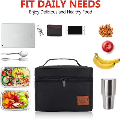 Aosbos Lunch Box Bag for Men Women Insulated Cooler Bags Thermal Bags LunchBag for Food Containers Meal Prep Organizer Adult Lunch Bags for Bento ...