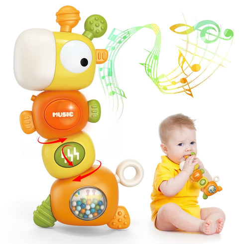 Baby Montessori Sensory Teething Toys for 3-6 6-12 Months, Food Grade Baby Teether, Newborn Infant Rattle Toys, Baby Shower Gifts, Learning Educat...