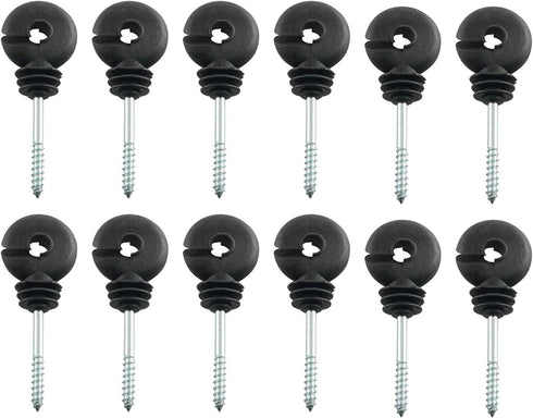 12pcs Electric Fence Insulator Screw-in Insulator Black Self-Tapping Fence Ring Post Wood Post Insulator...