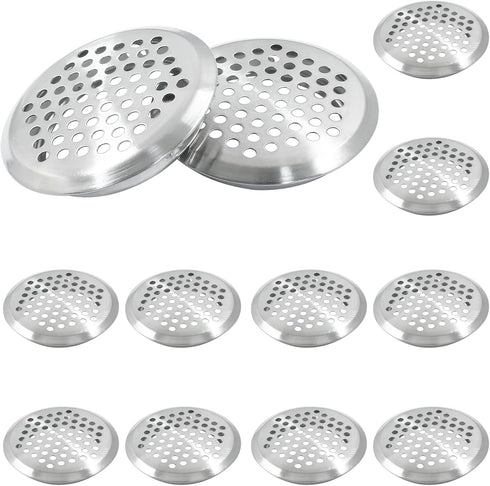 20Pcs Air Vents, 53mm Circular Soffit Vent, Stainless Steel Round Vent Mesh Hole Louver for Kitchen, Bathroom Cabinet and Wardrobe (Silver)...
