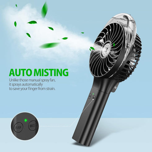 MORECORE Portable Handheld Misting Fan, Battery Operated Personal Spray Water Mist Fan, Rechargeable Mister Fan, Mini Foldable Fan for Disney Trav...