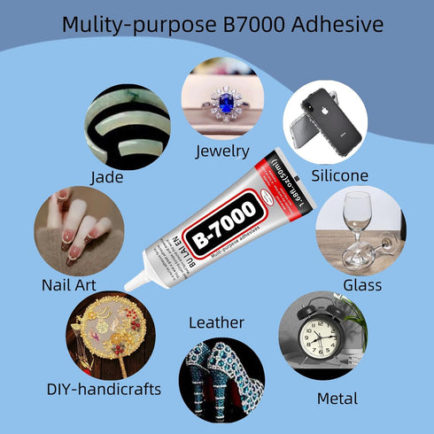 B7000 Glue, Clear with Precision Tip, 2 x 50ml, Silicone, Liquid, Waterproof, for Crafts, Jewelry, Rhinestones, Metal, Stone, Fabric, Glass, Wood...