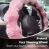 Luxury Fluffy Winter Car Steering Wheel Cover for Women, YUNXNYC Fuzzy Cute Steering Wheel Cover Soft Warm Furry Auto Plush Fur Vehicle Steering W...