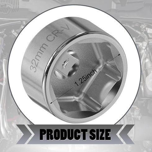 Pack-1 Car 32MM 6-Point Oil Filter Wrench, 3/8" Oil Filter Removal Tool, Oil Pan Filter Special Socket Wrench, Oil Filter Cap for Ecotec, TDI, VW,...