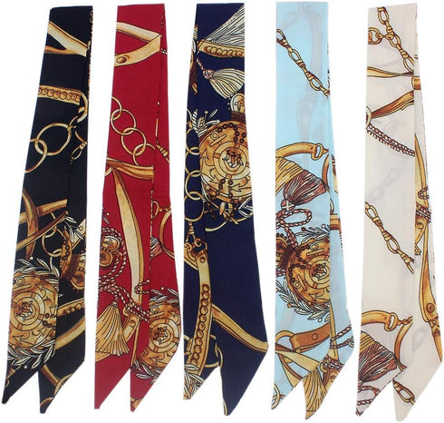 5pcs Tassels and Chains Design Bag Handbag Handle Ribbon Scarf Hair Head Band Neck Scarf Neckerchief Scarf Head Wrap Fashion Gifts...