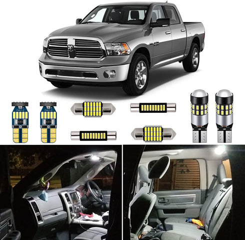 12 Piece White Interior LED Lights Kit for Dodge Ram 2009 2010 2011 2012 2013 2014 2015 2016 2017 2018 Super Bright 6000K Interior LED Light Bulbs...