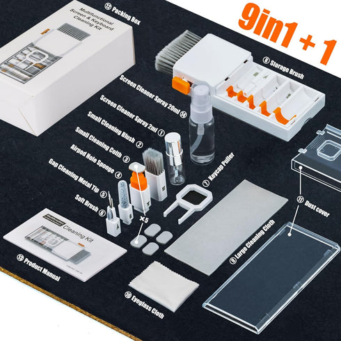 Laptop Computer Keyboard Screen Cleaner Kit, 10-in-1 Electronic Earbud Camera Lens Cleaning Brush Pen Tool for Airpod Pro Speaker Watch, Touchscre...